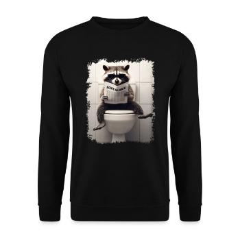 Drôle de raton laveur sur les toilettes avec journal zoo animal de compagnie - Sweat-shirt Unisexe - noir - Devant - Alina (178cm) & Michal (187cm)