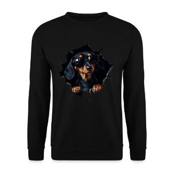Drôle de chien Propriétaire de chien Chien mignon Teckel - Sweat-shirt Unisexe - noir - Devant - Alina (178cm) & Michal (187cm)