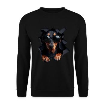Drôle de chien Propriétaire de chien Chien mignon Teckel - Sweat-shirt Unisexe - noir - Devant - Alina (178cm) & Michal (187cm)