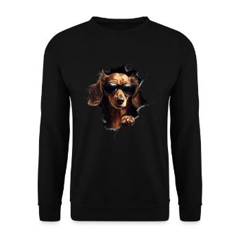 Drôle de chien Propriétaire de chien Chien mignon Teckel - Sweat-shirt Unisexe - noir - Devant - Alina (178cm) & Michal (187cm)