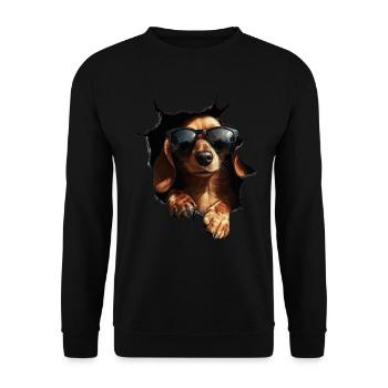 Drôle de chien Propriétaire de chien Chien mignon Teckel - Sweat-shirt Unisexe - noir - Devant - Alina (178cm) & Michal (187cm)