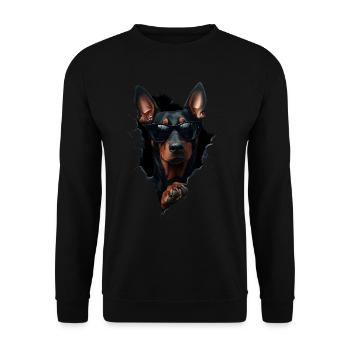 Drôle de chien propriétaire Chien mignon Doberman - Sweat-shirt Unisexe - noir - Devant - Alina (178cm) & Michal (187cm)