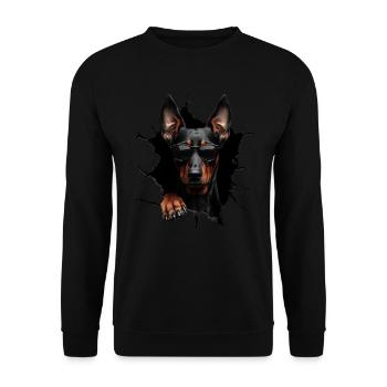 Drôle de chien propriétaire Chien mignon Doberman - Sweat-shirt Unisexe - noir - Devant - Alina (178cm) & Michal (187cm)