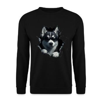 Drôle de chiens Propriétaire de chien Chien mignon Husky - Sweat-shirt Unisexe - noir - Devant - Alina (178cm) & Michal (187cm)