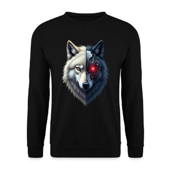 Funny Robot Art Wolf Cyborg Animal AI Wolf - Unisex Sweatshirt - black - Front - Alina (178cm) & Michal (187cm)