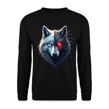 Funny Robot Art Wolf Cyborg Animal AI Wolf - Unisex Sweatshirt - black - Front - Alina (178cm) & Michal (187cm)