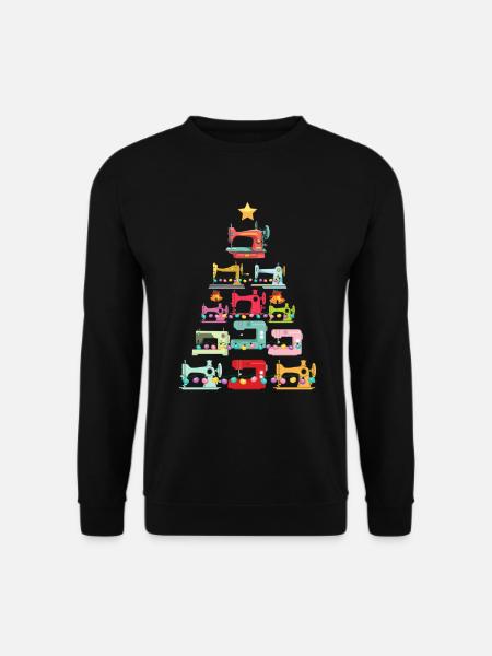 Weihnachtsbaum aus Nähmaschinen Weihnachten - Unisex Pullover - Schwarz