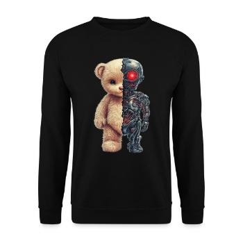 Robot Drôle Tech Ours En Peluche Cyborg Animal Ours - Sweat-shirt Unisexe - noir - Devant - Alina (178cm) & Michal (187cm)