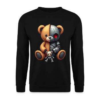 Funny Robot Tech Teddy Bear Cyborg Animal Bear - Unisex Sweatshirt - black - Front - Alina (178cm) & Michal (187cm)