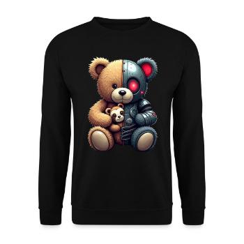 Funny Robot Tech Teddy Bear Cyborg Animal Bear - Unisex Sweatshirt - black - Front - Alina (178cm) & Michal (187cm)