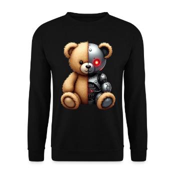 Robot Drôle Tech Ours En Peluche Cyborg Animal Ours - Sweat-shirt Unisexe - noir - Devant - Alina (178cm) & Michal (187cm)