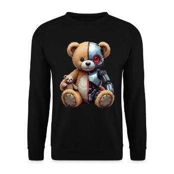 Lustige Roboter Tech Teddybär Cyborg Tier Bär - Unisex Pullover - Schwarz - Vorne - Alina (178cm) & Michal (187cm)