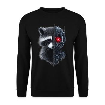 Lustige Roboter Tech Waschbär Cyborg Tier Raccoon - Unisex Pullover - Schwarz - Vorne - Alina (178cm) & Michal (187cm)