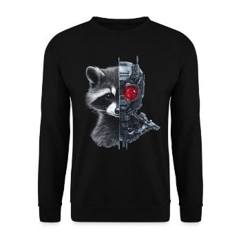 Lustige Roboter Tech Waschbär Cyborg Tier Raccoon - Unisex Pullover - Schwarz - Vorne - Alina (178cm) & Michal (187cm)