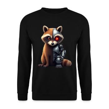 Lustige Roboter Tech Waschbär Cyborg Tier Raccoon - Unisex Pullover - Schwarz - Vorne - Alina (178cm) & Michal (187cm)