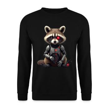 Lustige Roboter Tech Waschbär Cyborg Tier Raccoon - Unisex Pullover - Schwarz - Vorne - Alina (178cm) & Michal (187cm)