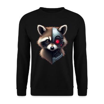 Lustige Roboter Tech Waschbär Cyborg Tier Raccoon - Unisex Pullover - Schwarz - Vorne - Alina (178cm) & Michal (187cm)