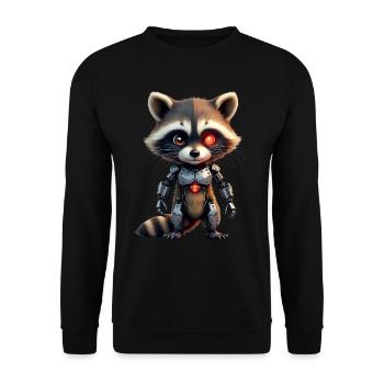 Lustige Roboter Tech Waschbär Cyborg Tier Raccoon - Unisex Pullover - Schwarz - Vorne - Alina (178cm) & Michal (187cm)