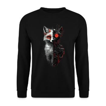 Lustiger Roboter Fuchs Cyborg Tier Fox Süßer Fuchs - Unisex Pullover - Schwarz - Vorne - Alina (178cm) & Michal (187cm)