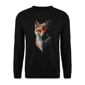Lustiger Roboter Fuchs Cyborg Tier Fox Süßer Fuchs - Unisex Pullover - Schwarz - Vorne - Alina (178cm) & Michal (187cm)