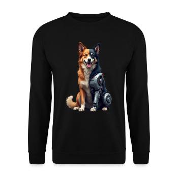 Funny Robot Dog Cyborg Animal AI Dog Robot - Unisex Sweatshirt - black - Front - Alina (178cm) & Michal (187cm)