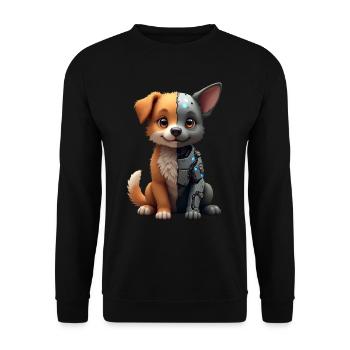 Funny Robot Dog Cyborg Animal AI Dog Robot - Unisex Sweatshirt - black - Front - Alina (178cm) & Michal (187cm)