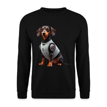 Funny Robot Dog Cyborg Animal AI Dog Robot - Unisex Sweatshirt - black - Front - Alina (178cm) & Michal (187cm)
