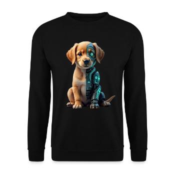 Funny Robot Dog Cyborg Animal AI Dog Robot - Unisex Sweatshirt - black - Front - Alina (178cm) & Michal (187cm)