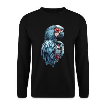 Lustige Roboter Kunst Papagei Cyborg Vogel Parrot - Unisex Pullover - Schwarz - Vorne - Alina (178cm) & Michal (187cm)