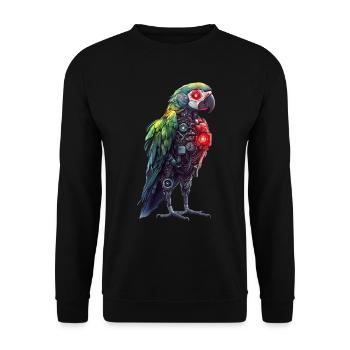 Lustige Roboter Kunst Papagei Cyborg Vogel Parrot - Unisex Pullover - Schwarz - Vorne - Alina (178cm) & Michal (187cm)