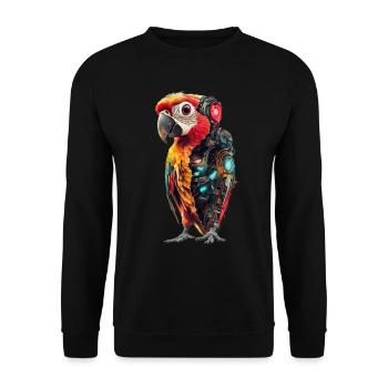 Funny Robot Art Parrot Cyborg Bird Parrot - Unisex Sweatshirt - black - Front - Alina (178cm) & Michal (187cm)