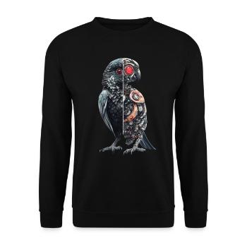 Lustige Roboter Kunst Papagei Cyborg Vogel Parrot - Unisex Pullover - Schwarz - Vorne - Alina (178cm) & Michal (187cm)