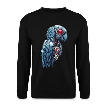 Lustige Roboter Kunst Papagei Cyborg Vogel Parrot - Unisex Pullover - Schwarz - Vorne - Alina (178cm) & Michal (187cm)