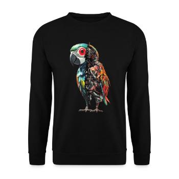 Lustige Roboter Kunst Papagei Cyborg Vogel Parrot - Unisex Pullover - Schwarz - Vorne - Alina (178cm) & Michal (187cm)