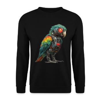Lustige Roboter Kunst Papagei Cyborg Vogel Parrot - Unisex Pullover - Schwarz - Vorne - Alina (178cm) & Michal (187cm)