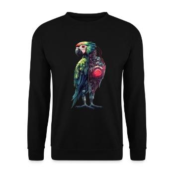 Lustige Roboter Kunst Papagei Cyborg Vogel Parrot - Unisex Pullover - Schwarz - Vorne - Alina (178cm) & Michal (187cm)
