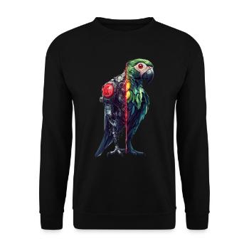 Lustige Roboter Kunst Papagei Cyborg Vogel Parrot - Unisex Pullover - Schwarz - Vorne - Alina (178cm) & Michal (187cm)