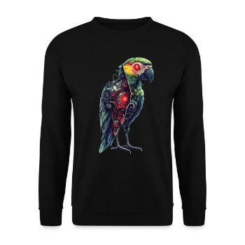 Lustige Roboter Kunst Papagei Cyborg Vogel Parrot - Unisex Pullover - Schwarz - Vorne - Alina (178cm) & Michal (187cm)