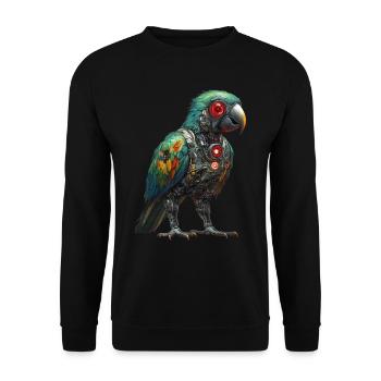Lustige Roboter Kunst Papagei Cyborg Vogel Parrot - Unisex Pullover - Schwarz - Vorne - Alina (178cm) & Michal (187cm)