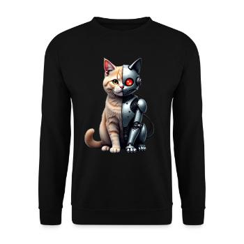 Funny Robot Cat Tech Cats Cyborg Animal Cat - Unisex Sweatshirt - black - Front - Alina (178cm) & Michal (187cm)