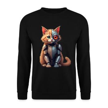 Funny Robot Cat Tech Cats Cyborg Animal Cat - Unisex Sweatshirt - black - Front - Alina (178cm) & Michal (187cm)
