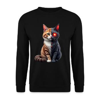 Funny Robot Cat Tech Cats Cyborg Animal Cat - Unisex Sweatshirt - black - Front - Alina (178cm) & Michal (187cm)