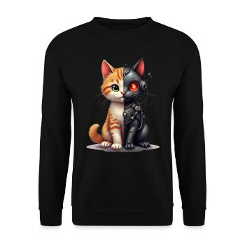 Funny Robot Cat Tech Cats Cyborg Animal Cat - Unisex Sweatshirt - black - Front - Alina (178cm) & Michal (187cm)