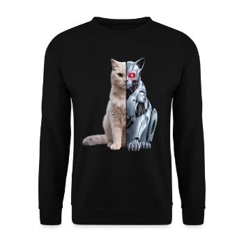 Funny Robot Cat Tech Cats Cyborg Animal Cat - Unisex Sweatshirt - black - Front - Alina (178cm) & Michal (187cm)