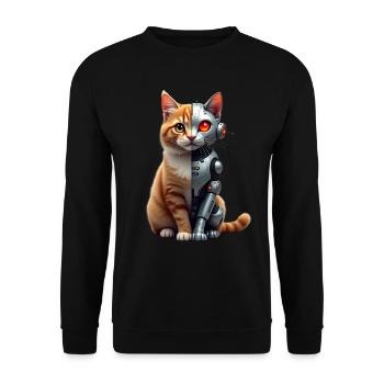 Funny Robot Cat Tech Cats Cyborg Animal Cat - Unisex Sweatshirt - black - Front - Alina (178cm) & Michal (187cm)