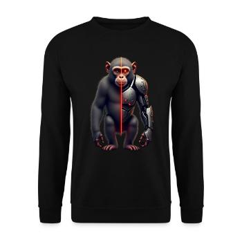 Drôle Robot Art Singe Cyborg Animal AI Monkey - Sweat-shirt Unisexe - noir - Devant - Alina (178cm) & Michal (187cm)
