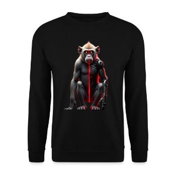 Drôle Robot Art Singe Cyborg Animal AI Monkey - Sweat-shirt Unisexe - noir - Devant - Alina (178cm) & Michal (187cm)