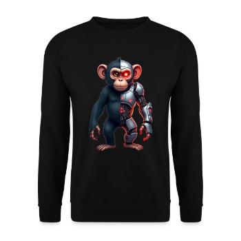 Drôle Robot Art Singe Cyborg Animal AI Monkey - Sweat-shirt Unisexe - noir - Devant - Alina (178cm) & Michal (187cm)