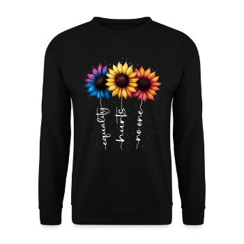 Sommer Blumen Inspiration Love LGBTQ Regenbogen - Unisex Pullover - Schwarz - Vorne - Alina (178cm) & Michal (187cm)