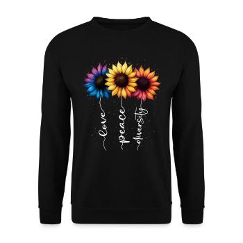Sommer Blumen Inspiration Love LGBTQ Regenbogen - Unisex Pullover - Schwarz - Vorne - Alina (178cm) & Michal (187cm)